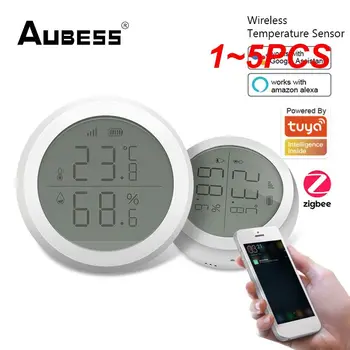 1 ~ 5ШТ Сензор за Температура и Влажност на въздуха Zemismart Sasha с LCD Дисплей В Реално Време, Smart Home Интелигентна