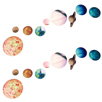 18шт. Луминесцентна стенни стикер с 9 планети на Слънчевата система, Вселената, планета, Галактика, детска стая, спалня, светещ