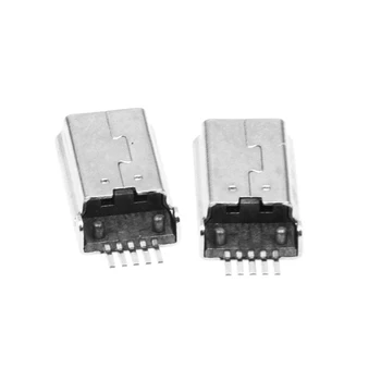 20 бр Съединители Mini USB Type B, 180-Градусов 5-пинов конектор за запояване на SMD SMT