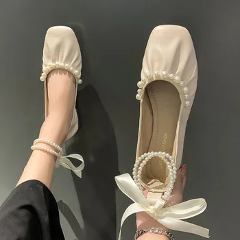 2023 Пролет Есен, жените однотонная обувки с кръгла глава и се деформира лесно модни дамски обувки с кръгла глава, удобна, лесна във всичко.