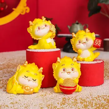 2024 Китайската Късмет Малка Фигурка на Златния Дракон Кукла-талисман на Годината на Дракона Декорация на дома, за Декорация на работния плот на Автомобила Коледен подарък