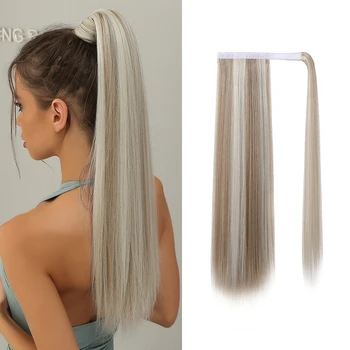 24 инча дължина, директен шнола за коса във формата на конска опашка, синтетични наращенные топлоустойчива коса, за жени, 24 цветове.