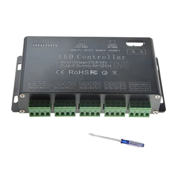 5A RGB 12-канален DMX контролер за лентовия осветление