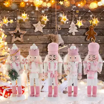 5шт Коледна Украса Коледен Лешникотрошачката Висящи Украшения на Коледна Дървени Куклени Окачване за Новогодишната Парти Декорация на Дома