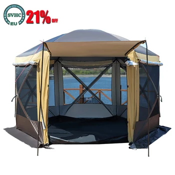 6-Странен палатка за събиране на семейство, автоматично защитена от дъжд и вятър, градинска шестоъгълен автомобили палатка за къмпинг, произведено палата-юрта