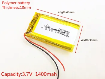 SD 3,7 V 1400mAh 103048 Литиево-Полимерна LiPo Акумулаторна Батерия йонни елементи За Mp3 Mp4, Mp5 САМ PAD DVD Електронна книга bluetooth слушалка