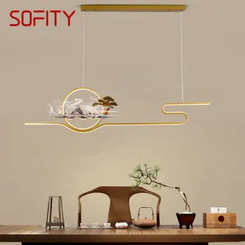 SOFITY LED 3 Цвята Модерните Висящи Лампи Творчески Китайски Стил Дзен Teahouse Полилей За Домашна Трапезария Кабинет