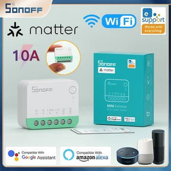 SONOFF MINIR4M MINI Extreme WiFi Smart Matter Switch Home Отсоединяет Модул Реле Чрез приложение eWeLink Гласово Управление Алекса Google Home