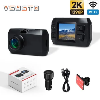 VSYSTO 2K Dash Cam 160 Градуса Широкоъгълен Wifi Автомобилен Видеорекордер С G-Сензор, Цикличен Запис, Карта за Нощно Виждане Max 128G