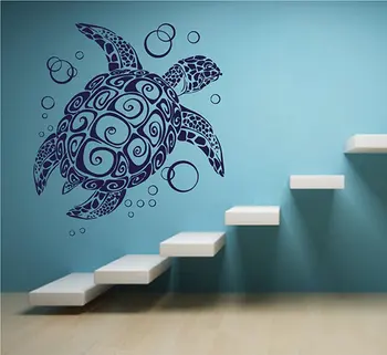 Zeeschildpad en bubble рибка muur applique marine leven stijl badkamer woonkamer decoratieve kunst muurschildering YS07