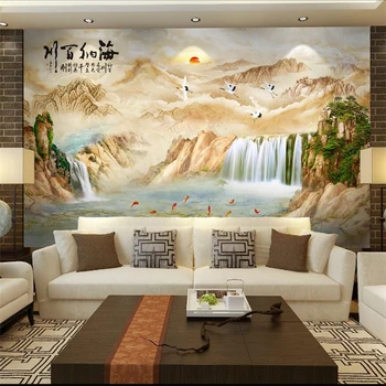 wellyu papel de parede Тапети по поръчка Китайски мрамор телевизор, разтегателен фон пейзаж живопис Акула ривърс тапети беханг