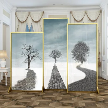 Абстрактен Прост Европейската вход, екран Lux Luminum, Преграда, за да влезете в хола, Комбиниран метален екран за сядане Dream Road