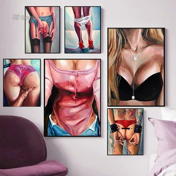 Абстрактна секси жена, на част от тялото на момичето, живопис върху платно, постери и щампи, стенни рисунки за дома, хотела, интериор баня