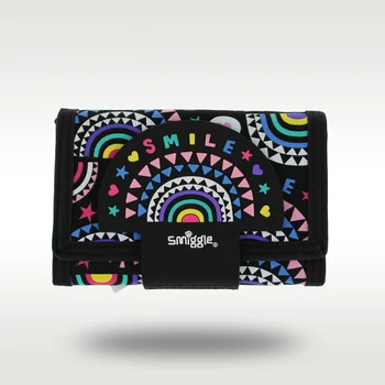 Австралия Оригинален детски чантата Smiggle, черно портмоне-клатч за момичета, кожена чанта за карти, портфейл за монети, оригинал с високо качество