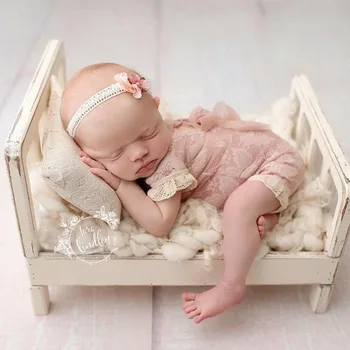 Бебешко кошче за фотосесия Подвижна Кошница на Дървено легло Реквизит за снимки на новородени Фон за снимки на малки деца Студиен подпори