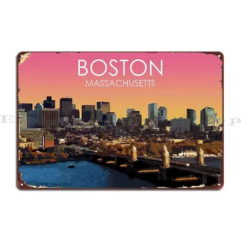 Бостън, Масачузетс, САЩ Пътна печат, Метални Табели Стена в хола Кръчма Дизайнерски Кино Лидице Знак Плакат