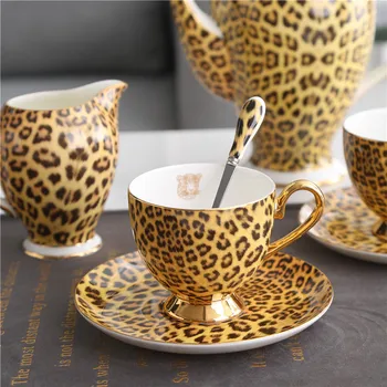 Британската чаша от костен порцелан, Чаена чаша с леопардовым принтом, Кафе Порцеланова Керамична чаша, Прибори за хранене