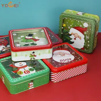 Весела Коледа Кутия Шоколадови Бонбони Мини Лидице Скоростна Запечатани Банка Органайзер За Бижута За Опаковане На Подаръци Домашни Коледни Бонбони За Печене Бисквитный Калъф