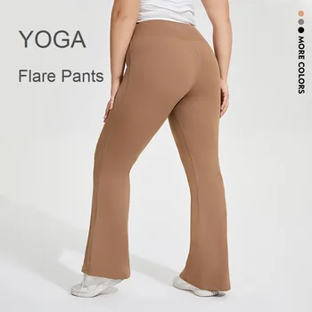 Дамски разкроена панталони за йога големи размери, плътно прилепнали панталони за фитнес с висока еластичност, подтягивающие бедрата, плюс размера на ежедневните панталони за йога KK192