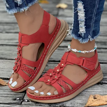 Дамски сандали на танкетке големи размери, летни Нови Римски сандали на равна подметка с супинатором за жени, градинска ежедневни плажни обувки Zapatos De Mujer