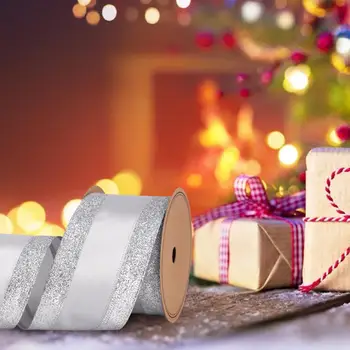 Декоративна лента, ярка блестяща Коледна лента, 10 ярда празнична подарък опаковки, Украса на елхата със собствените си ръце, за дома, за лъкове