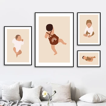 Детски плакати за бременни жени, сладко момче, момиче, монтиране на изкуството, платно, живопис, детска стая, стенни картини, интериор в стил бохо