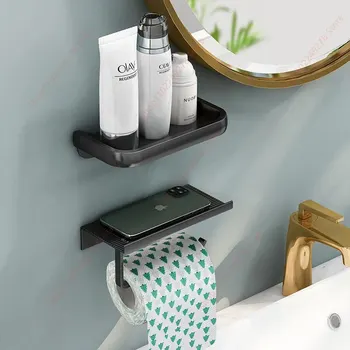 Закачалка за тоалетни кърпи от алуминиева сплав, Монтиране на стена от неръждаема стомана, Кухненски притежателя, Притежателите на полици за съхранение на мобилни телефони, Обзавеждане за баня