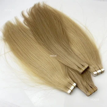 Златисто-Блондинистая лента За изграждане на човешки Косъм Virgin European Human Hair Skin Weft Сандвич косата #613 #22 #18 #24 #60 40шт 100 грама