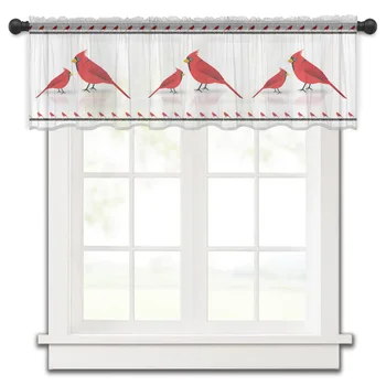 Илюстрация на Линия птици Кухня Малък прозорец Завеса от Прозрачен тюл Къс Завеса Спалня Хол Начало Декор Вуалевые завеси