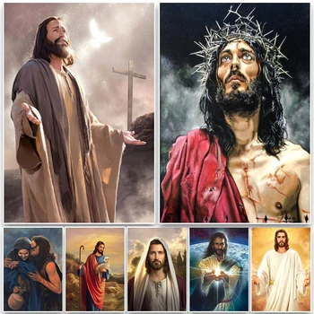 Класически кристиан Исус, Бог Исус, рисунки върху платно, щампи плакати, стенни рисунки за дома в хола, Църковна галерия