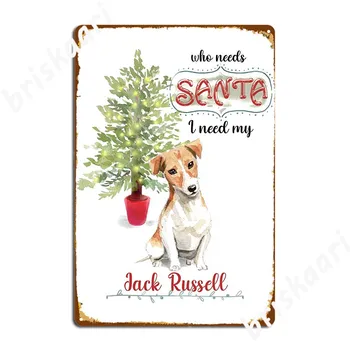 Коледен Плакат със Забавна Куче Джак Ръсел, Метални Табели, Декорация на стените за парти, в ретро стил, Лидице Табела на Кръчмата, Плакат