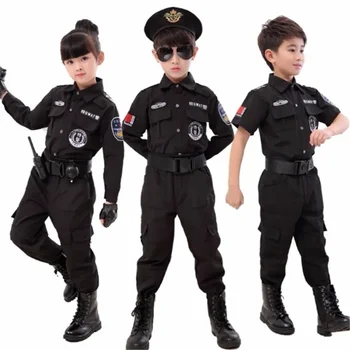 Костюми полицаи за момчета и момичета, Детски Cosplay за деца Армията полицейска форма Комплекта дрехи за бойни Униформи
