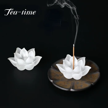 Креативен Древен метод Стъклен лотос Луксозна седалка за тамян Кадилница за тамян от агарового дърво Бижу на Японския Дзэнского от чаено маса