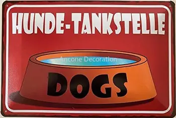 Куче с метален оловянным логото -hunde-Tankstation класически ретро-плакат с участието на сладък кученце, украса за кучешки щанд на открито