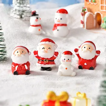 Микро-Озеленяване Коледа Дядо Коледа, Подарък кутия с Снеговиком, Миниатюрни фигурки, Градински орнамент, Десктоп теми, Коледна украса за дома