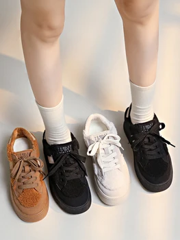 Многоцветни универсални женски Малки бели обувки с кръгло бомбе, сабо с малките пръсти, кошница за платформата и танкетке 2023, Ежедневни дамски маратонки W