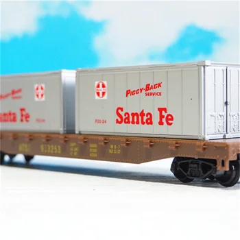 Модел на влака в мащаб 1/87 ХО Контейнерная модел Santa Fe Сцена влакове Миниатюрна колекция Пейзаж с пясъка маса