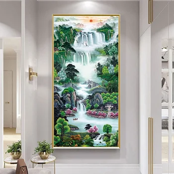 Модерна бескаркасная картина върху платно с водопадным природа, модерни постери и щампи, галерия домашен интериор, стенни картини.