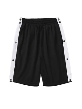 Мъжки ежедневни летни къси панталони в стил мозайка с еластичен колан, свободни къси панталони със странични бутони и странични джобове
