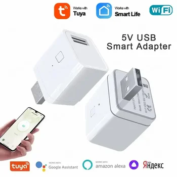 НОВ Sasha Smart Micro USB Adapter Switch 5V WiFi Mini USB захранващ Адаптер Работи с Алекса Hey Google Alice за Умни Домове