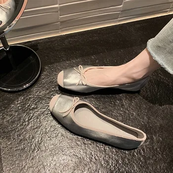 Нежни обувки-пеперуди в стил ретро, фини обувки с мека подметка във френски стил, пролет-зимни нови обувки на равна подметка, дамски обувки, обувки за жени