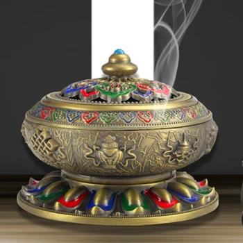 Непальская кадилница за тамян от сплав на мед и сандалово дърво, кадилница за Буда, украса за дома, аромати, Цветни кадилница за тамян, декорация за дома