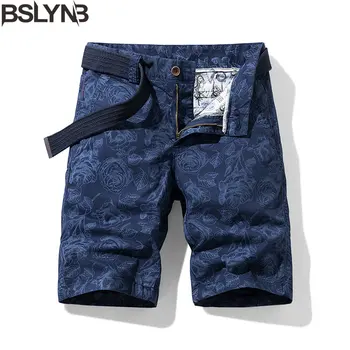 Нов прием на мъжки памучни шорти с камуфляжным принтом за летните ежедневните плажни панталони-на бермудските острови