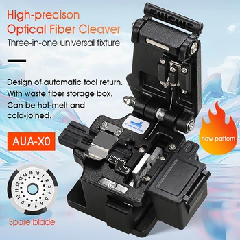Нова машина за висока точност волокнорез AUA-X0 с кутия за отпадъци влакна, нож за оптичен кабел, устройство за заплитането на влакна, машина за рязане на влакна