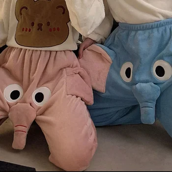 Нови Зимни 3D Сладки Смешни панталони с Слон Творчески панталони За момичета Свободни Окото Знаменитост Дъмбо Чифт Ежедневни Мъжки Пижамные Панталони Уникален подарък
