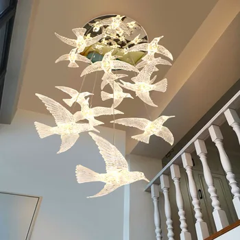 Окачен лампа Led Bird Декорация на дома, Осветление Дизайн Подвесного лампа Таванско помещение Хол Изложбена Зала, Апартамент Таван Полилей Вила