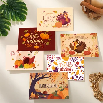 Поздравителна Картичка за Деня на Благодарността Реколтата, Тикви С Деня на Благодарността Пуйка Покани Картички на Парти в чест на Деня на Благодарността с Плик