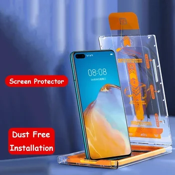 Прозрачен защитен слой от закалено стъкло за Huawei P40 P30 Капитан 30 с комплект за монтаж, без прах