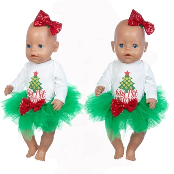 Рокля Коледен костюм стоп-моушън дрехи подходяща за кукли с размер 17 см 43 см, дрехи за новородено, костюм за празничен подарък за рожден ден на дете