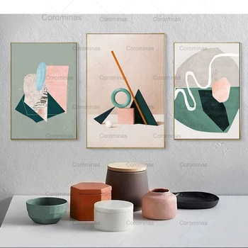 Скандинавия Абстрактна геометрична картина върху платно, натюрморт, галерия стенни картини, HD плакати и щампи, декорации за дома